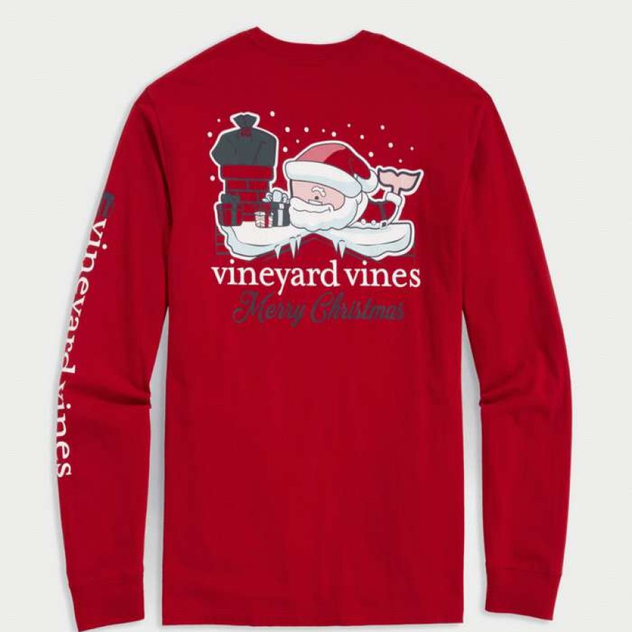 Men * | Best Price Santa Whale Pocket Tee By Vineyard Vines Red