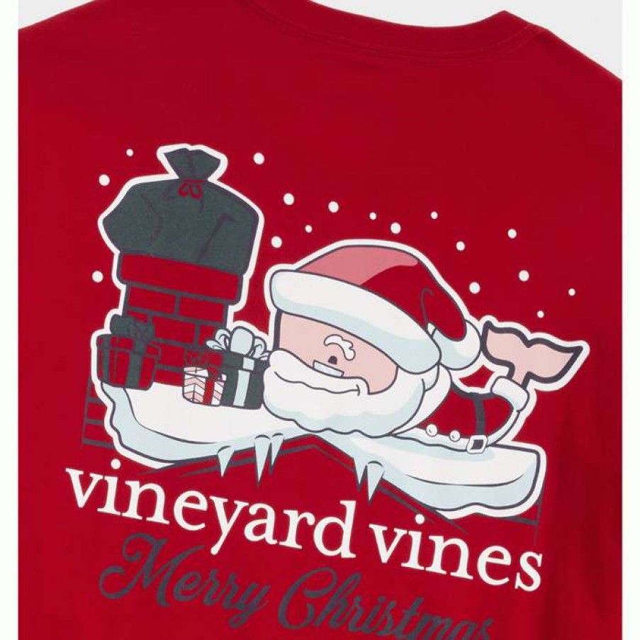 Men * | Best Price Santa Whale Pocket Tee By Vineyard Vines Red