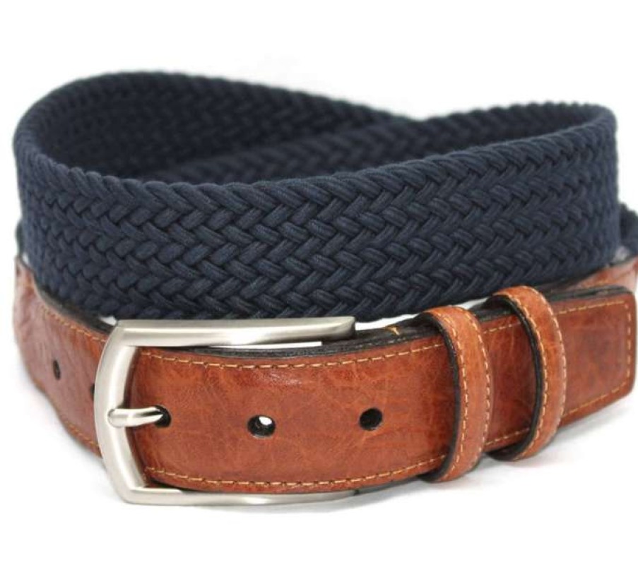 Men * | Sale Italian Woven Cotton Elastic Belt