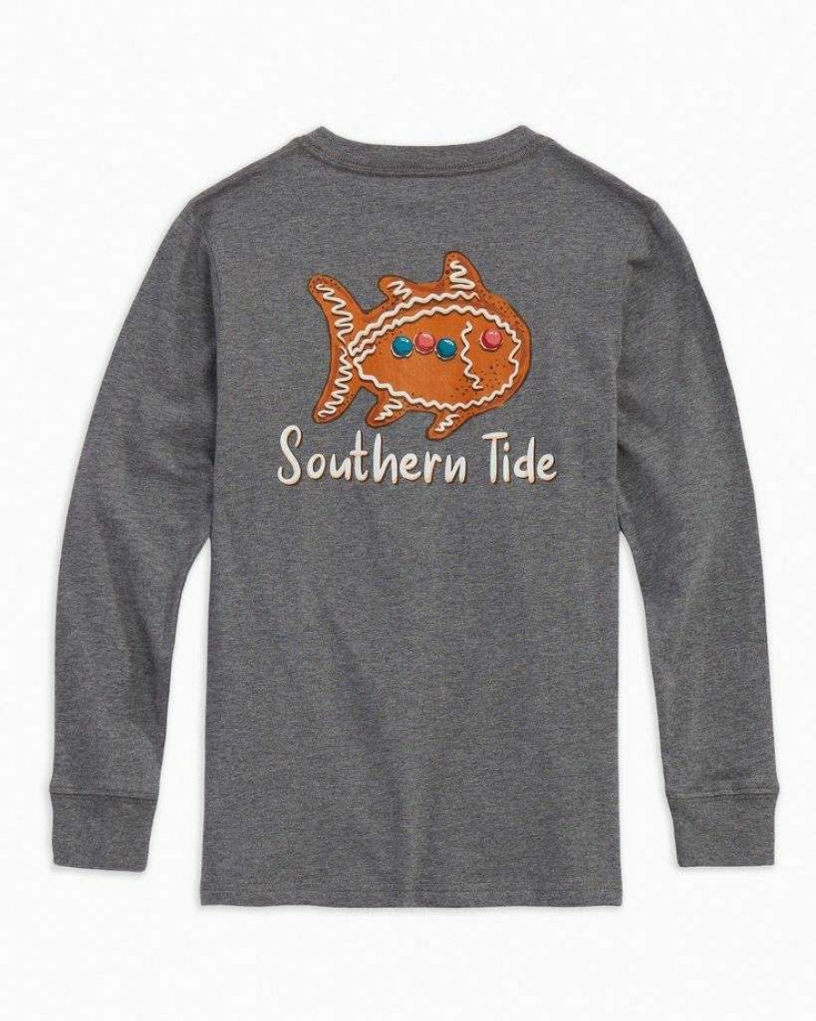 Kids * | Lower Prices Youth Gingerbread Jack Heather Tee By Southern Tide Heather Gunmetal