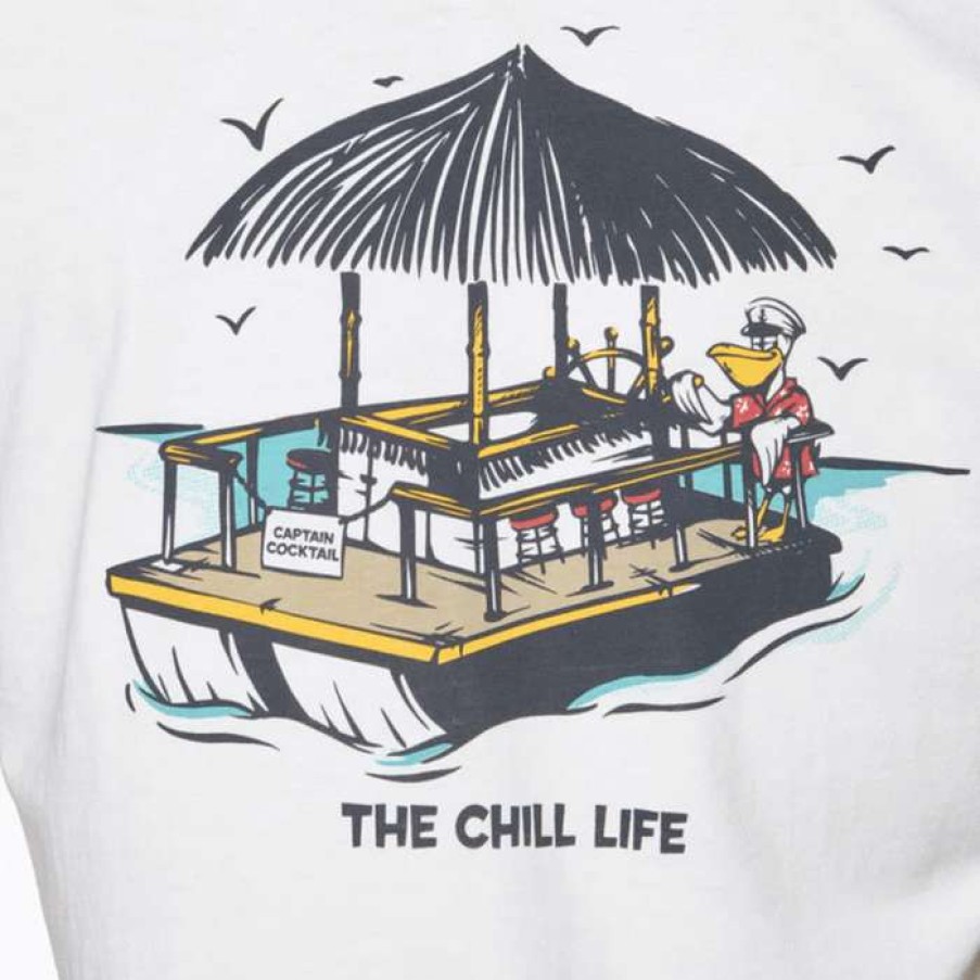 Men * | Special Pelican Captain Cocktail Chill Life Tee By Toes On The Nose White