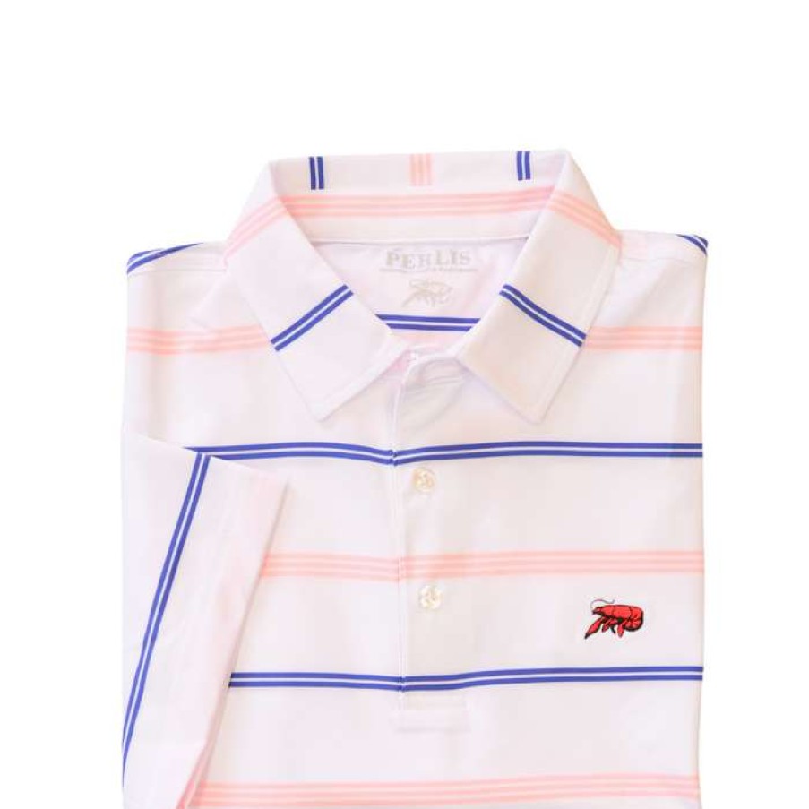 Crawfish * | Classical Crawfish Spaced Stripe Performance Polo