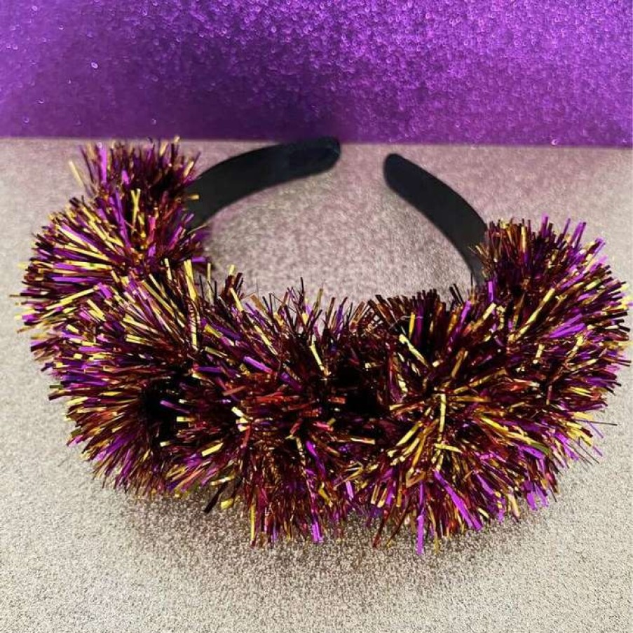 Women * | Special Ladies Lsu Tinsel Headband By Brantley Cecilia Purple/Gold