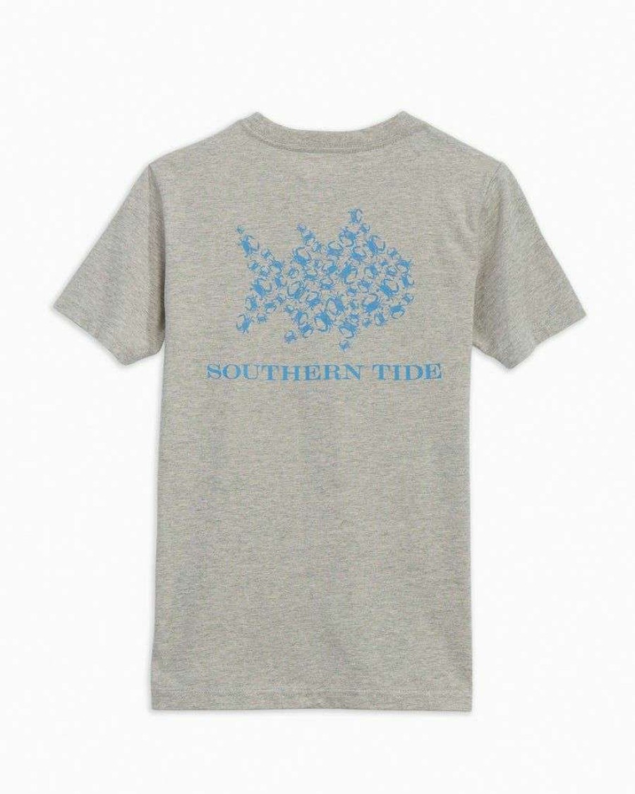 Kids * | Clearance Youth Crabby Skipjack Fill Heather Tee By Southern Tide Heather Light Grey