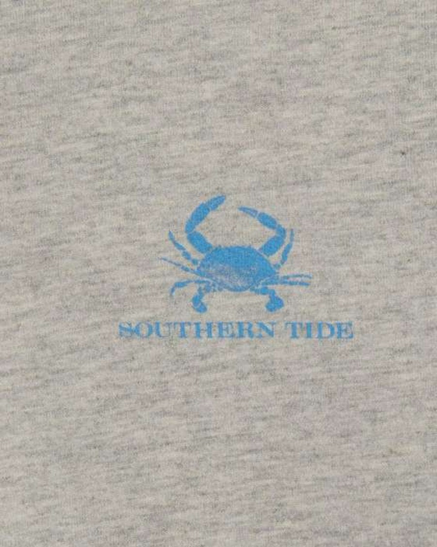 Kids * | Clearance Youth Crabby Skipjack Fill Heather Tee By Southern Tide Heather Light Grey