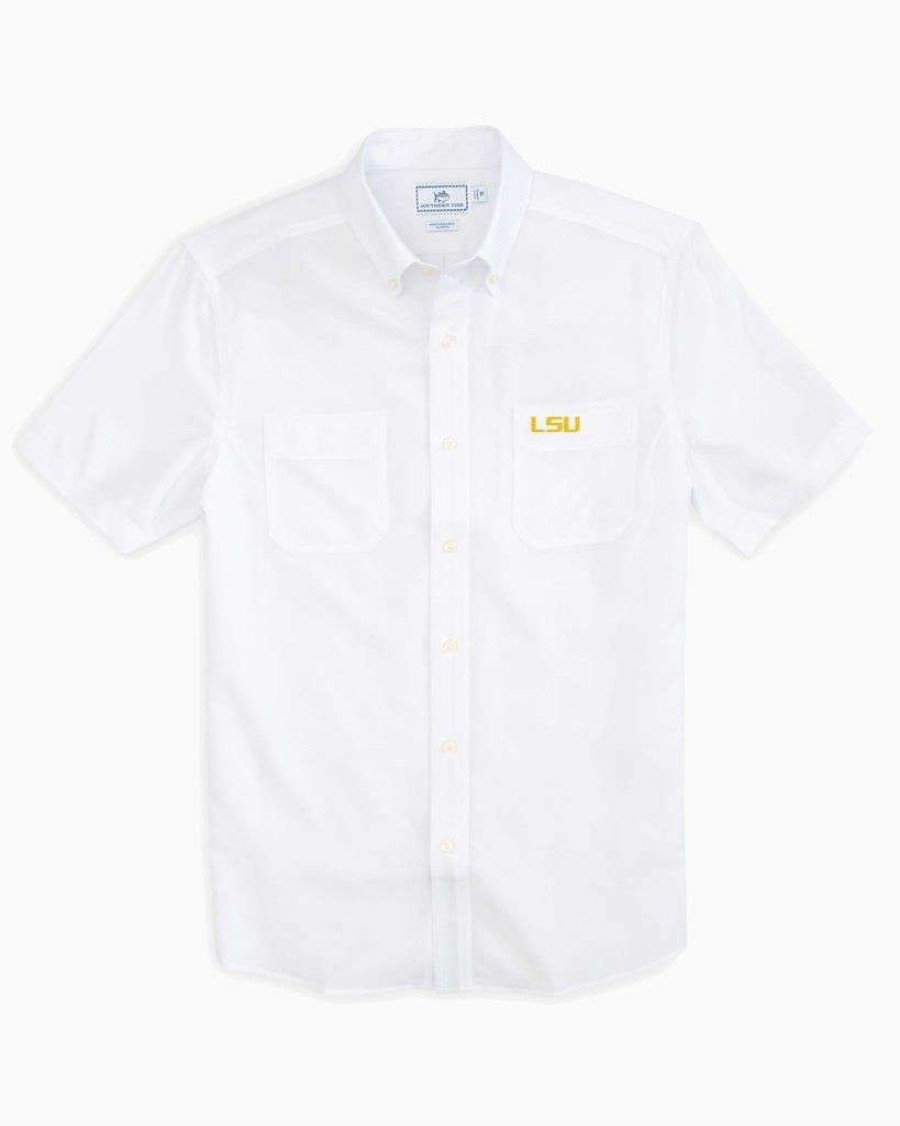 Men * | Good Quality Lsu Performance Sport Shirt By Southern Tide White