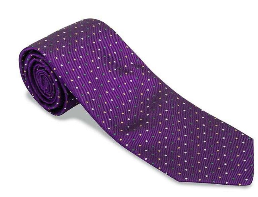 Men * | Discounts Purple Polka Dots Tie Mardi Gras