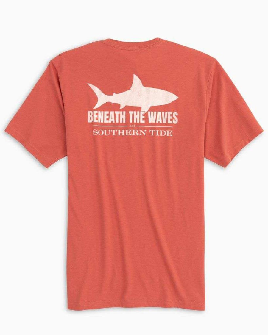 Men * | Lower Prices Beneath The Waves Shark Tee By Southern Tide Charleston Red