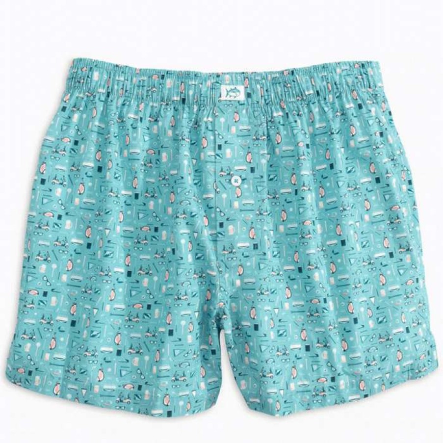 Men * | New Par Tee Time Boxer Short By Southern Tide Ocean Teal