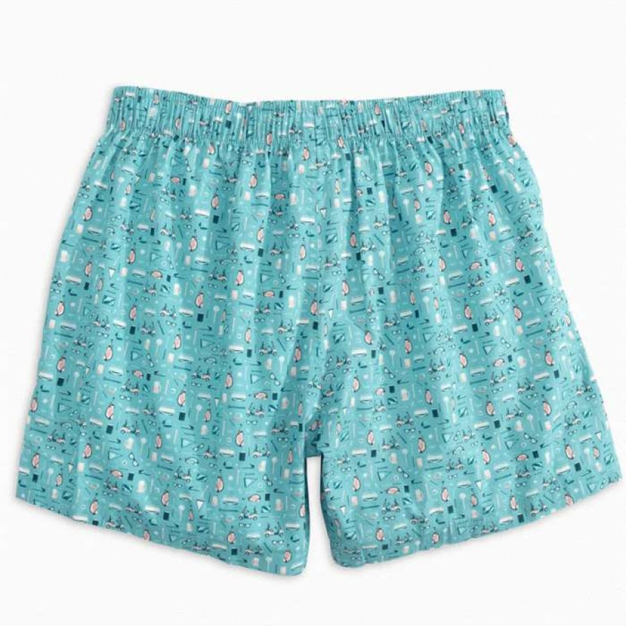 Men * | New Par Tee Time Boxer Short By Southern Tide Ocean Teal