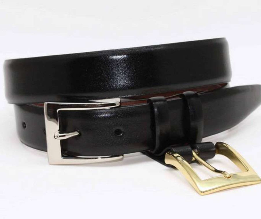 Men * | Lower Prices Italian Calfskin Dress Belt By Torino Black