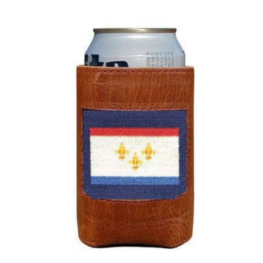 Women * | 100% Guarantee New Orleans Flag Leather Coozie By Smathers & Branson