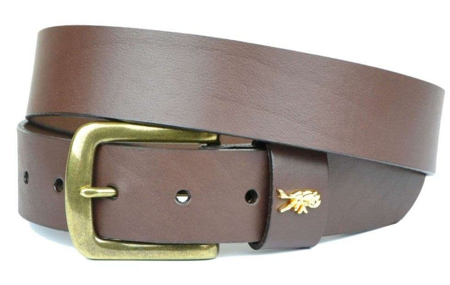 Kids * | Best Price Boys Leather Crawfish Belt Brown