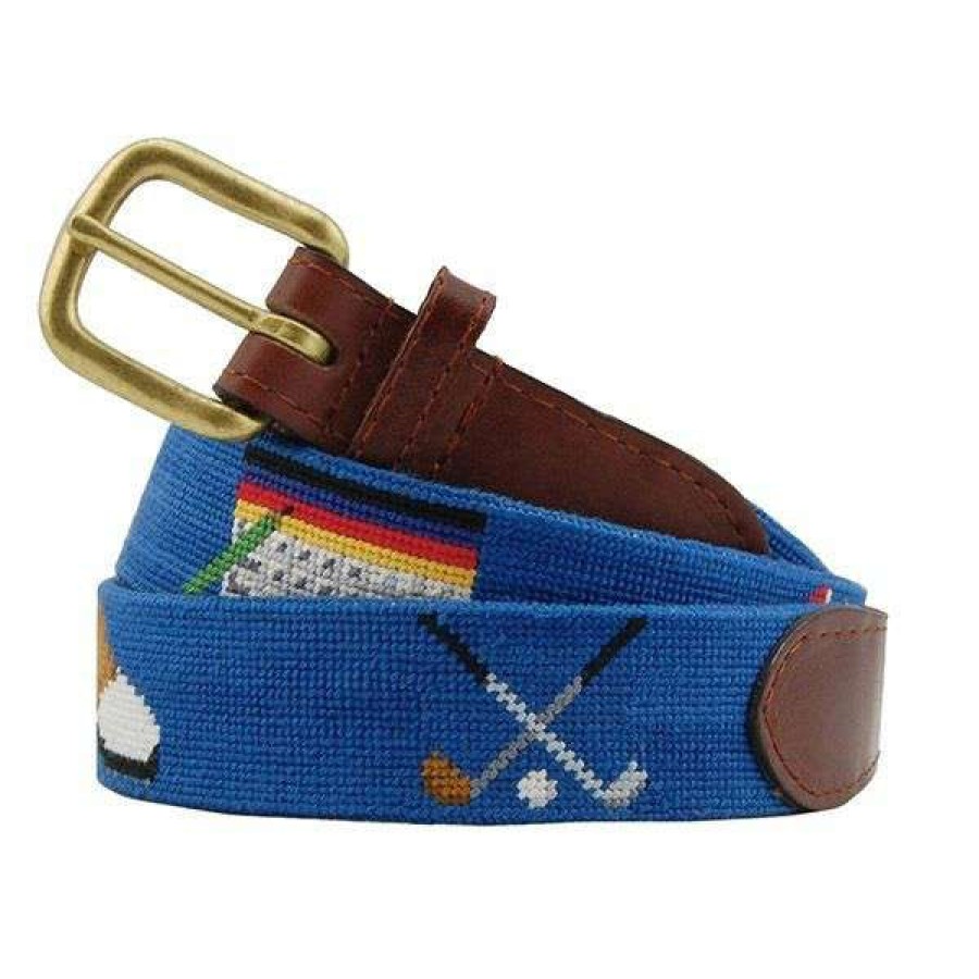 Men * | Latest Golfer'S Life Needlepoint Belt By Smathers & Branson Blueberry