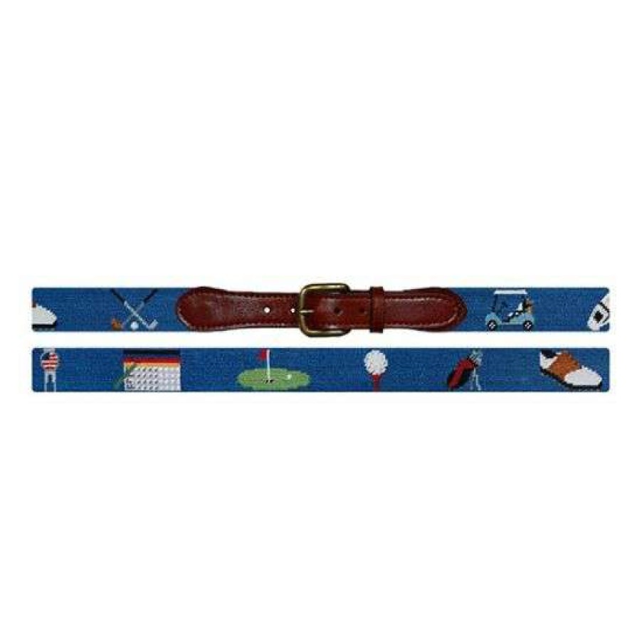 Men * | Latest Golfer'S Life Needlepoint Belt By Smathers & Branson Blueberry