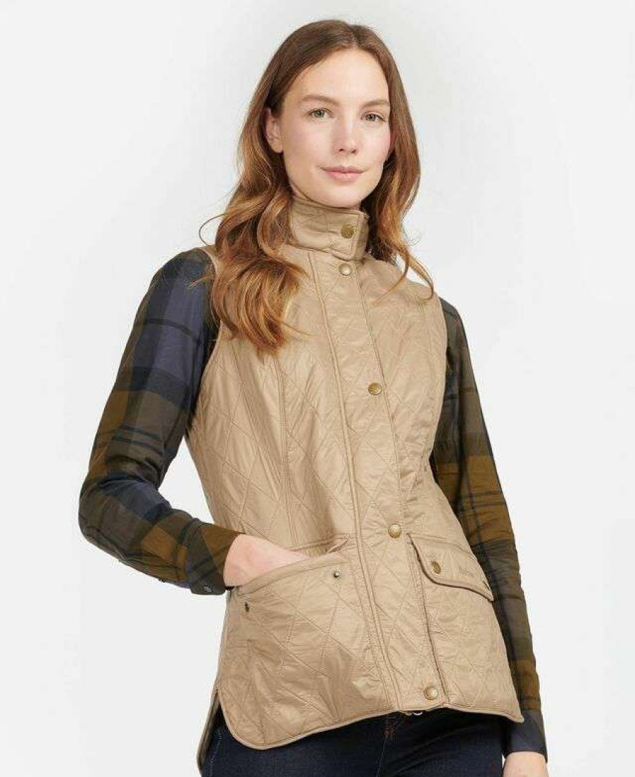 Women * | Best Quality Ladies Wray Gilet Vest By Barbour Lt Trench