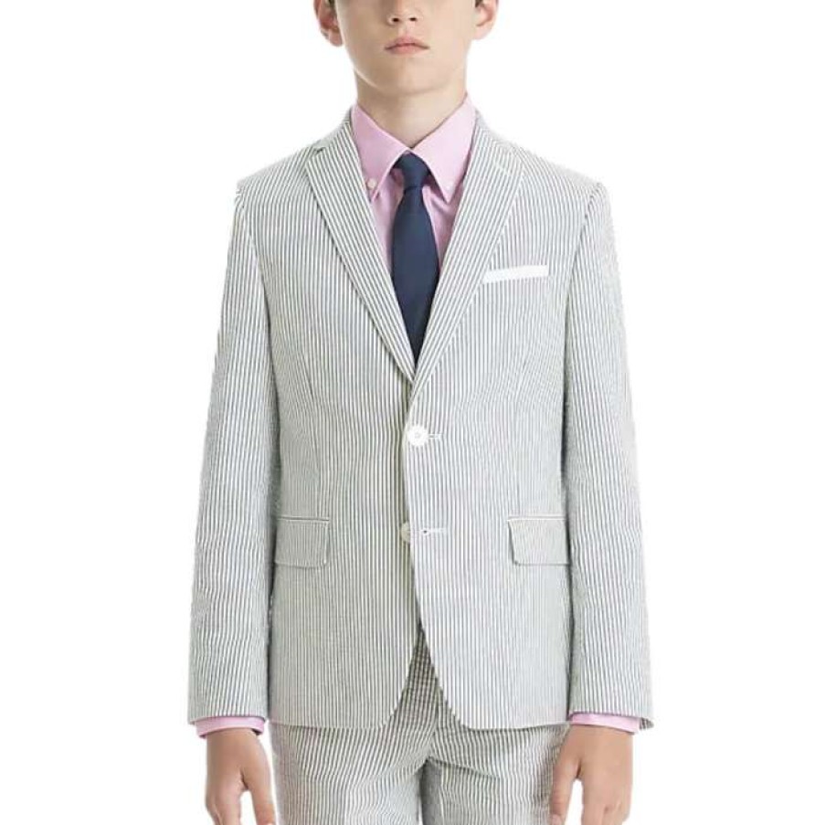 Kids * | Sale Boys Seersucker Suit By Ralph Lauren Blue/ White