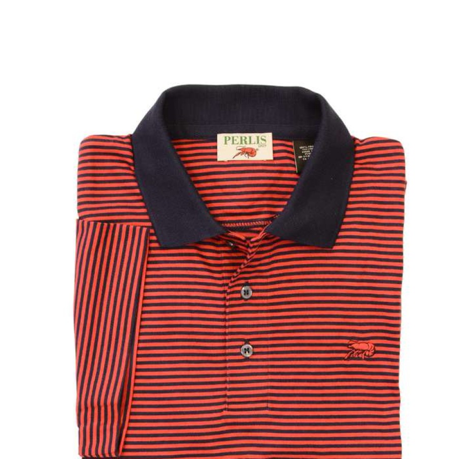 Crawfish * | Best Quality Crawfish Peruvian Pima Cotton Stripe Jersey Polo