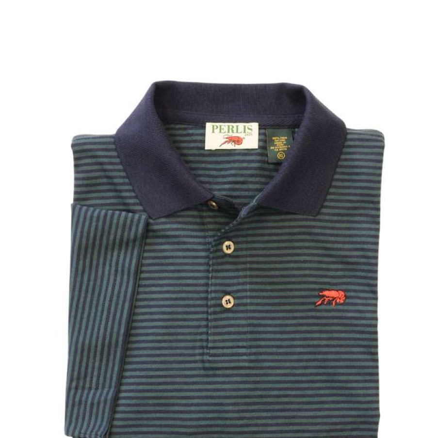 Crawfish * | Best Quality Crawfish Peruvian Pima Cotton Stripe Jersey Polo