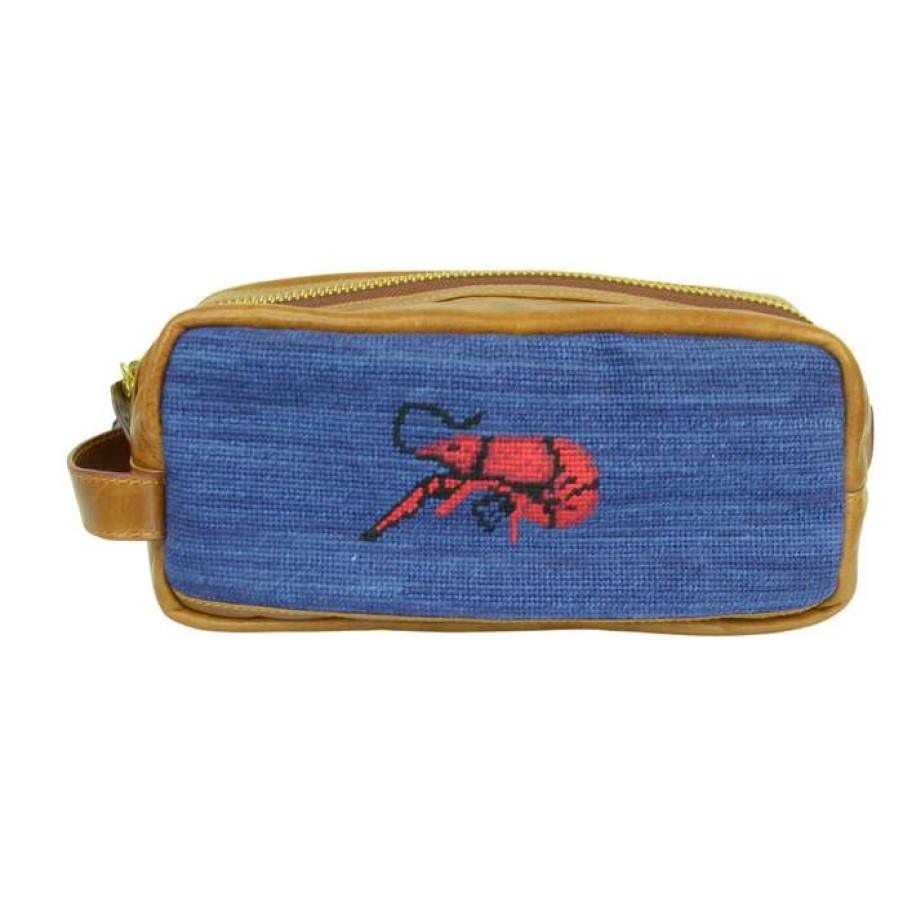 Men * | Top Selling Crawfish Needlepoint Toiletry Bag By Smathers & Branson