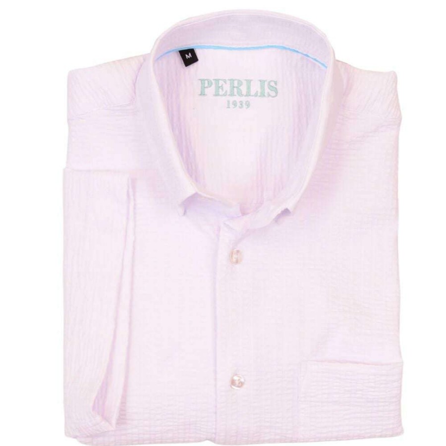 Men * | Best Price Perlis 1939 Seersucker Sport Shirt White