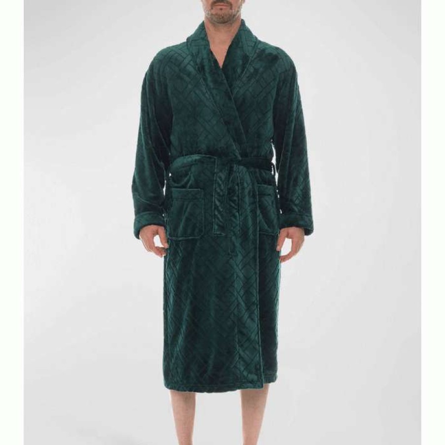 Men * | Clearance Plush Jacquard Robe By Majestic International