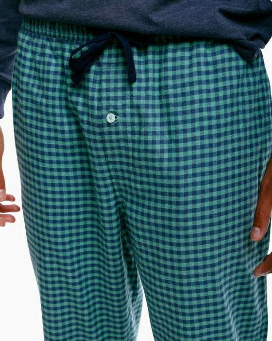 Men * | Latest Seaboard Gingham Lounge Pany By Southern Tide Emerald