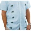 Men * | 100% Guarantee Green Wave Tulane Cotton/Linen Button Up Shirt Lt Blue