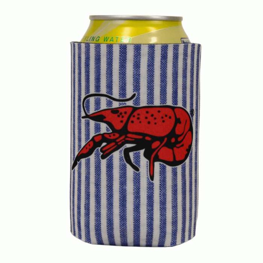 Crawfish * | Sale Crawfish Seersucker Coozie Blue