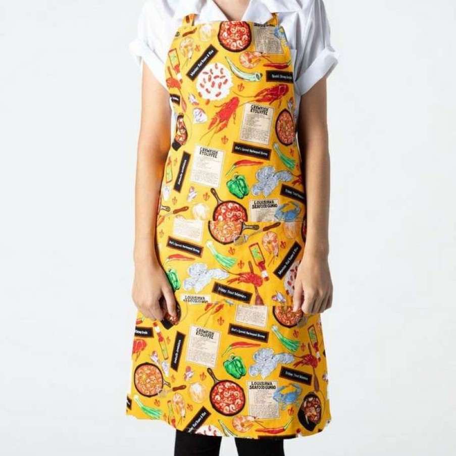 Women * | Sale 100% Cotton La Recipe Apron Yellow