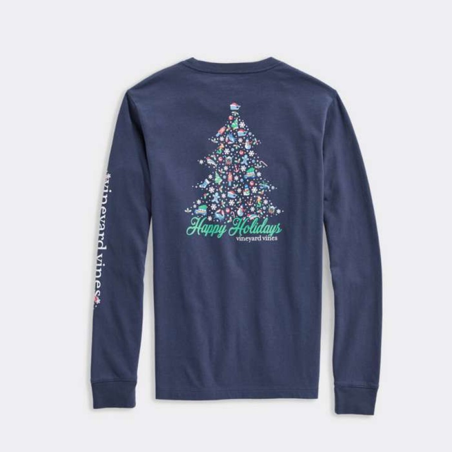 Kids * | New Youth Holiday Icon Tree Tee By Vineyard Vines Blue Blazer