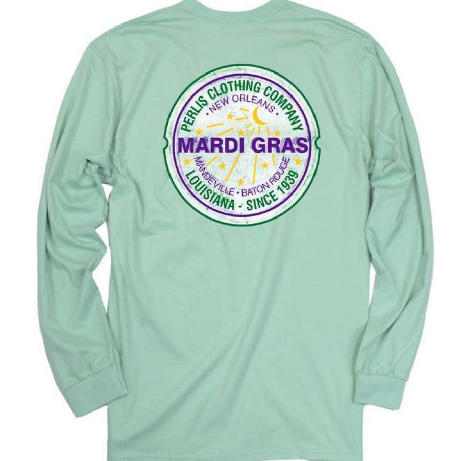 Crawfish * | New Crawfish Longsleeve Mardi Gras Water Meter Pocket Tee