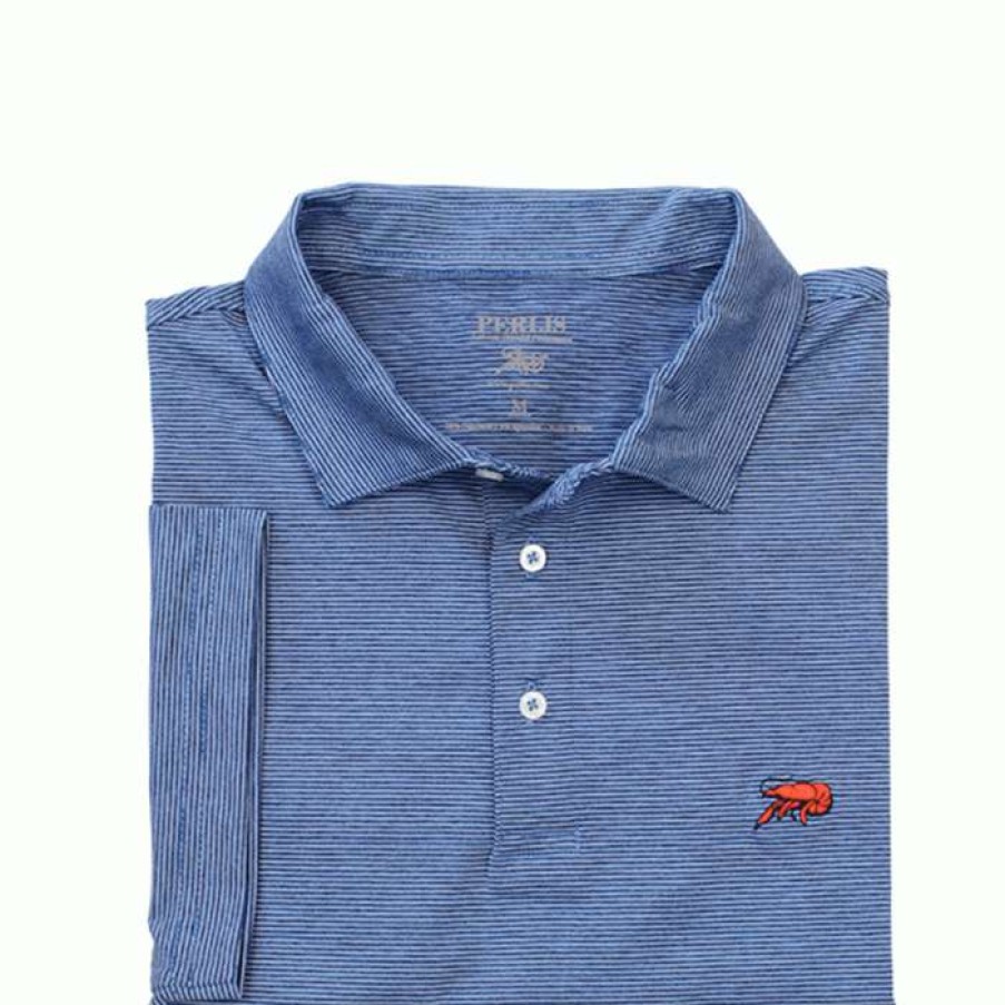 Crawfish * | Latest Crawfish Heather Stripe Performance Polo