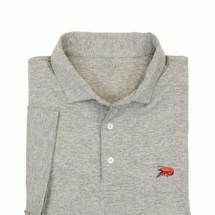 Crawfish * | Latest Crawfish Heather Stripe Performance Polo