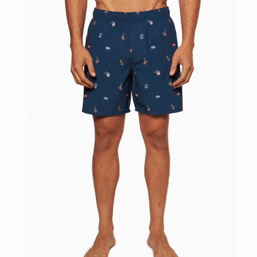 Men * | Best Price Pelican Captain Cocktail Swim Trunk By Toes On The Nose Navy