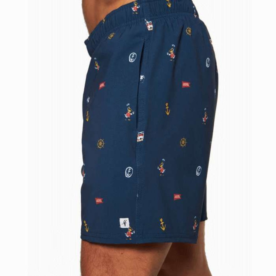 Men * | Best Price Pelican Captain Cocktail Swim Trunk By Toes On The Nose Navy