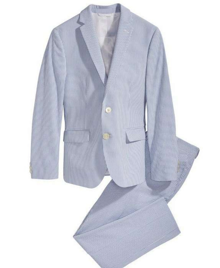 Kids * | Latest Boys Seersucker Suit By Ralph Lauren Blue