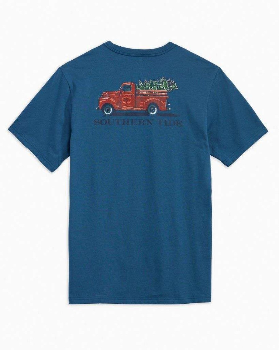 Men * | Clearance Christmas Tree Farm Tee By Southern Tide Dark Blue