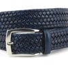 Men * | Classical Italian Woven Stretch Leather Belt By Torino Navy