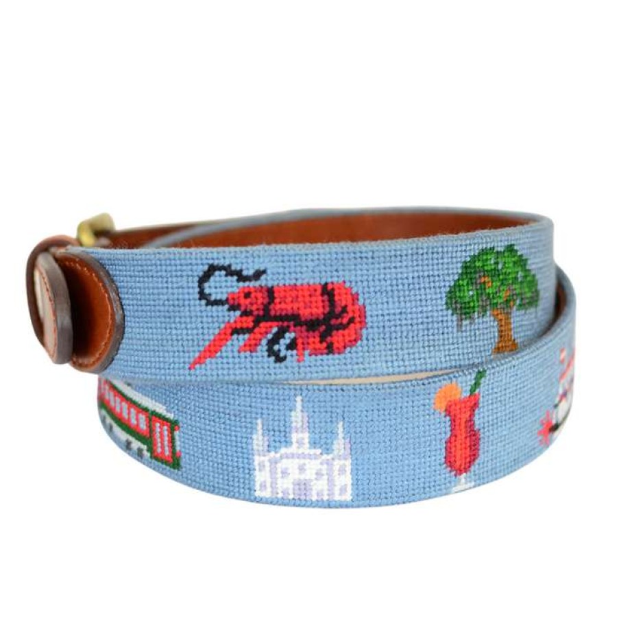 Men * | Sale Nola Life Needle-Point Belt By Smathers & Branson Blue