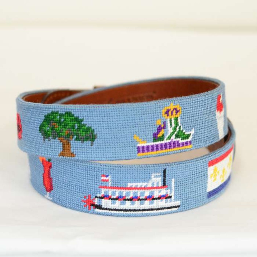 Men * | Sale Nola Life Needle-Point Belt By Smathers & Branson Blue