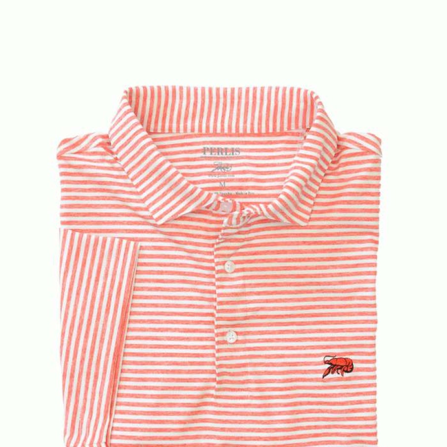 Crawfish * | Clearance Crawfish Performance Heather Mini Stripe Polo