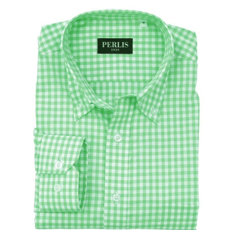 Men * | 100% Guarantee Perlis 1939 Gingham Classic Fit Sport Shirt