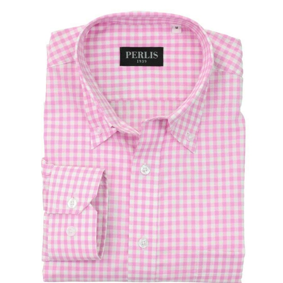 Men * | 100% Guarantee Perlis 1939 Gingham Classic Fit Sport Shirt