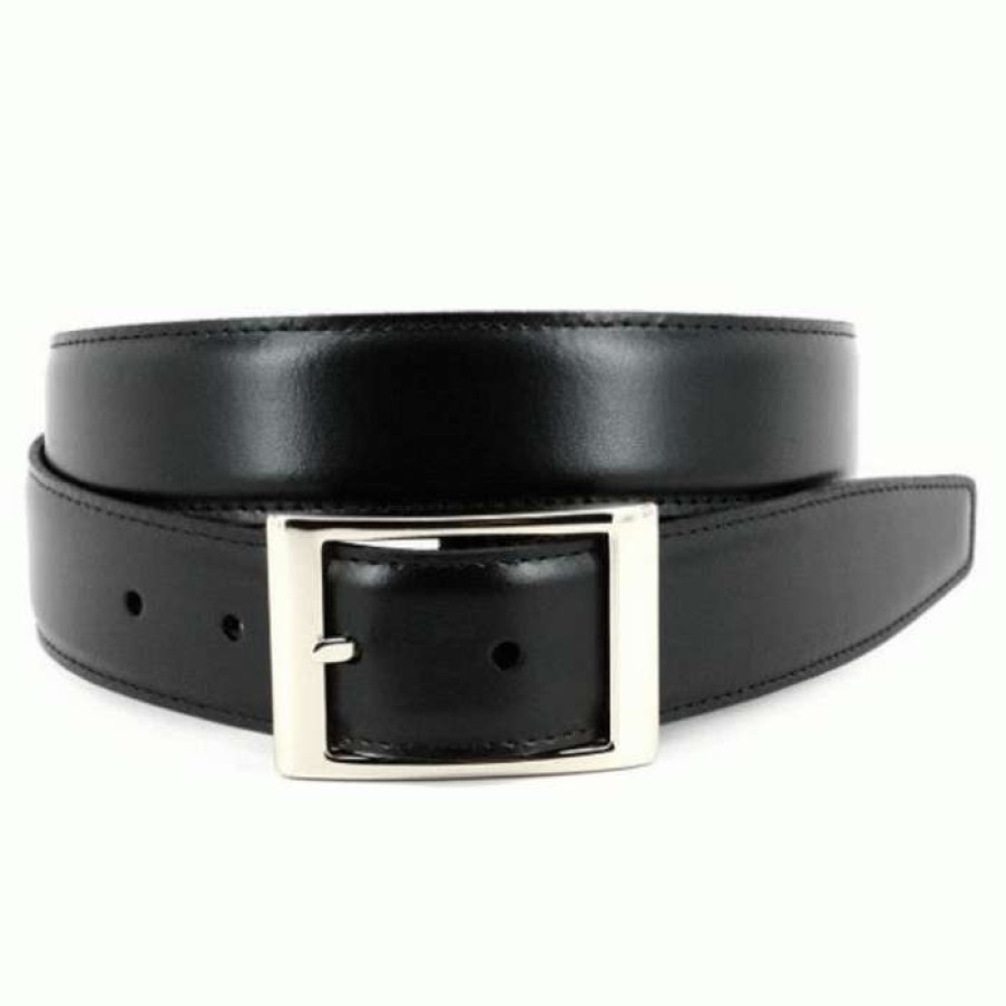 Men * | Hot Selling Reversible Black To Brown Italian Leather Belt By Torino Multi