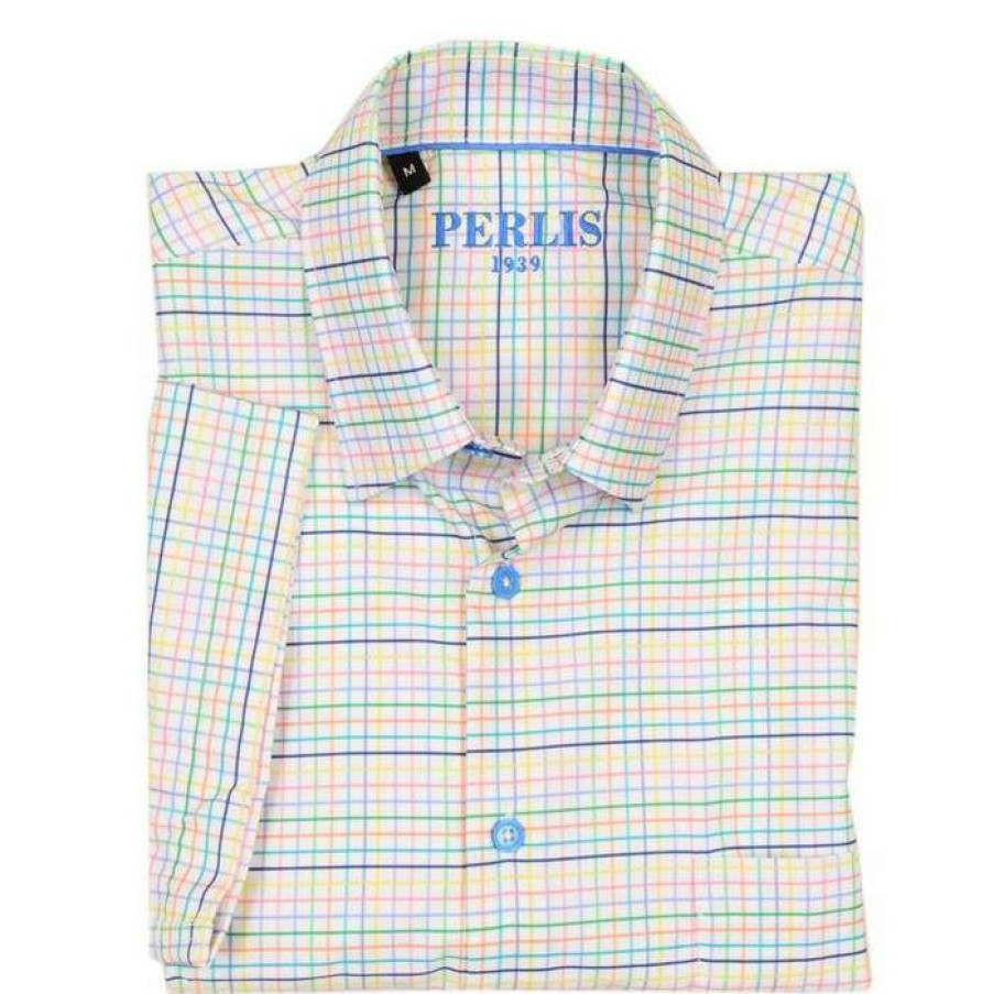 Men * | New Perlis 1939 Rainbow Check Sport Shirt White