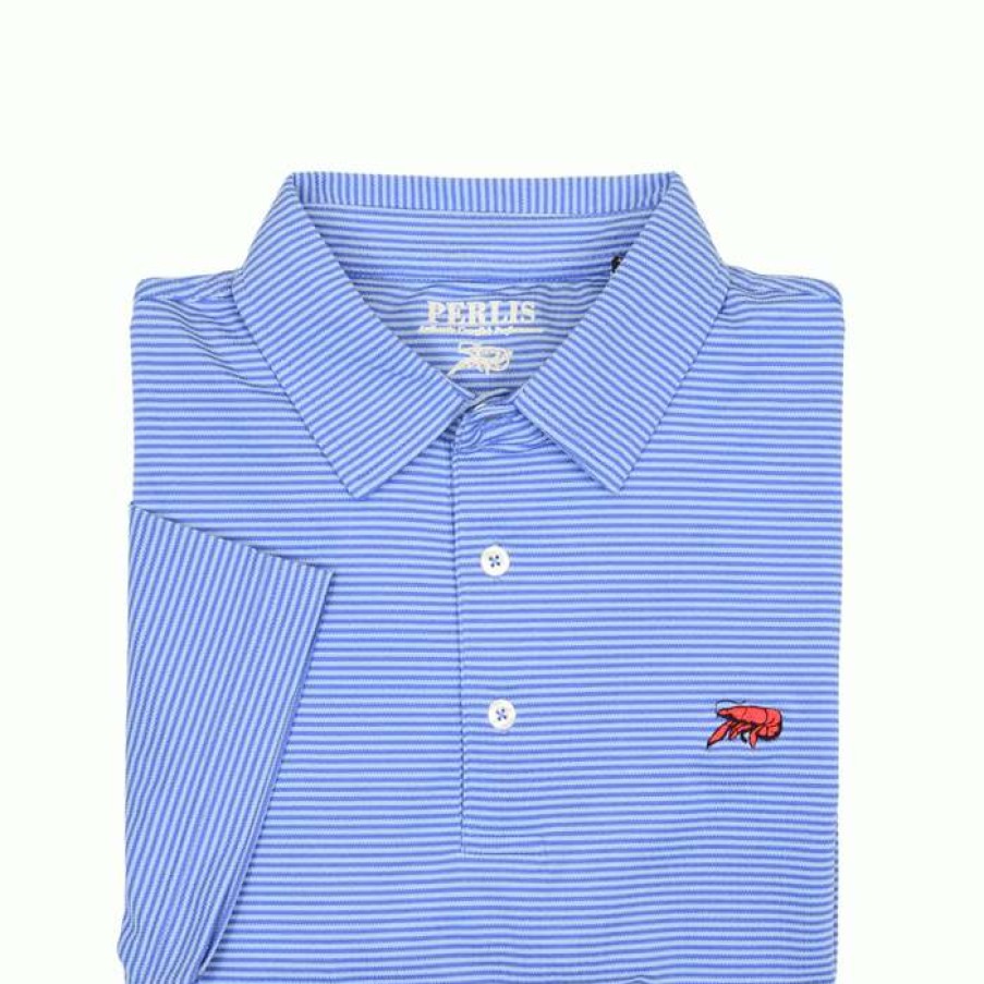 Crawfish * | Best Price Crawfish Mini Stripe Pique Performance Polo