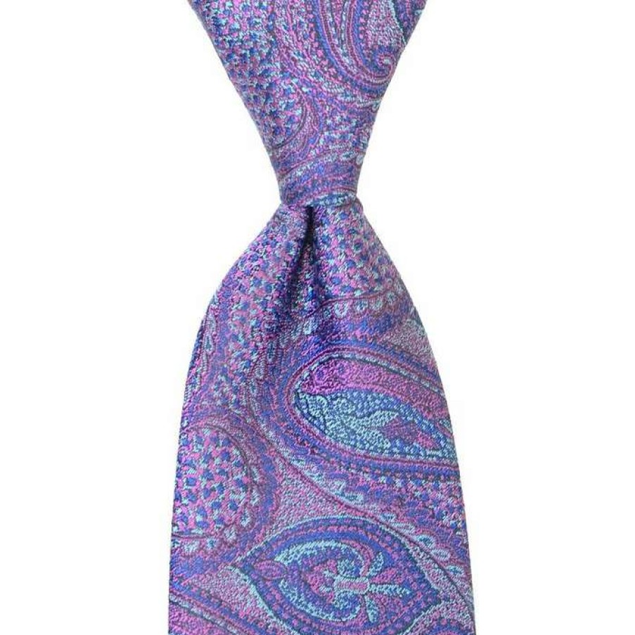 Men * | Good Quality Paisley Print Silk Necktie By David Donahue