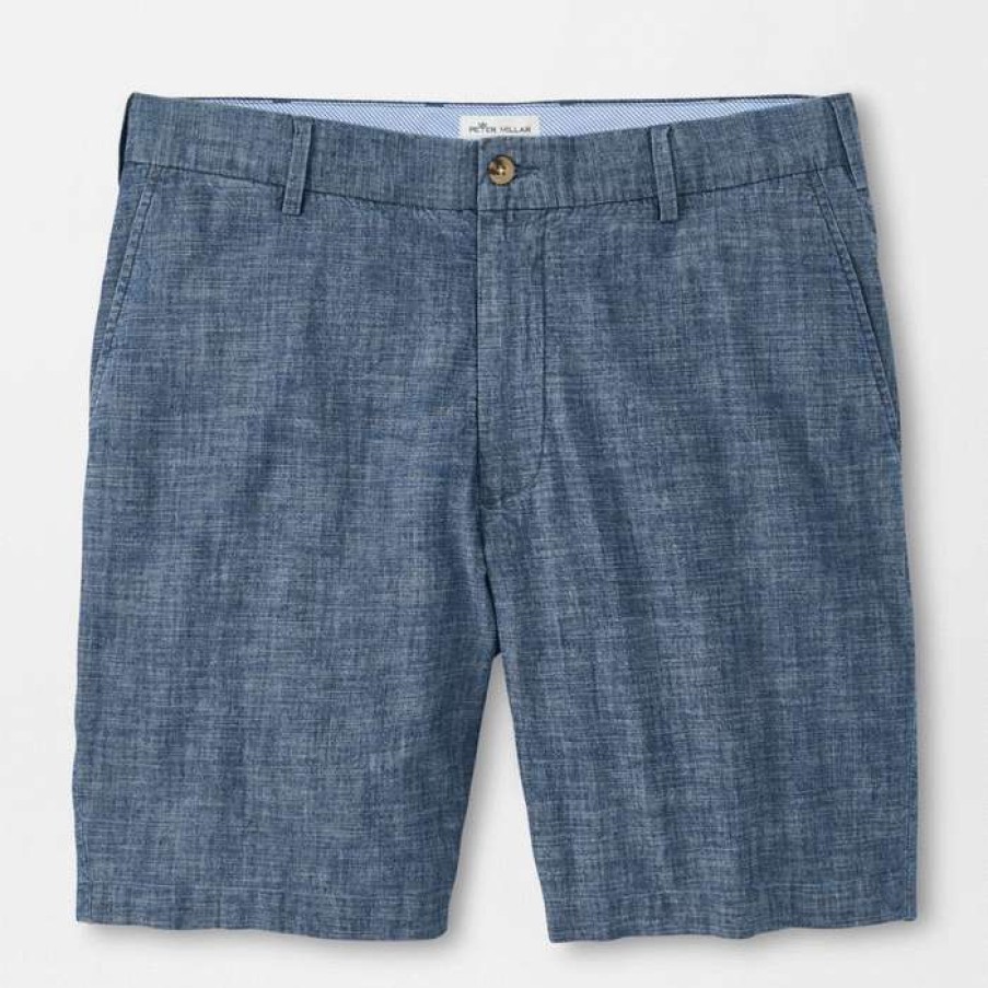 Men * | Discounts Seaside Chambray Short By Peter Millar Indigo