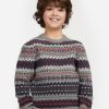 Kids * | Top Selling Boys Case Fair Isle Print Sweater By Barbour Mid Grey